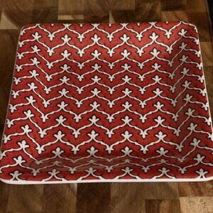 NEW S/4 5.5" Pottery Barn Mezze Print Red + White Stoneware Appetizer Plates